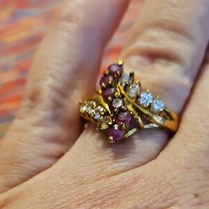 Elegant Gold, Rhinestone and Purple Women's Ring